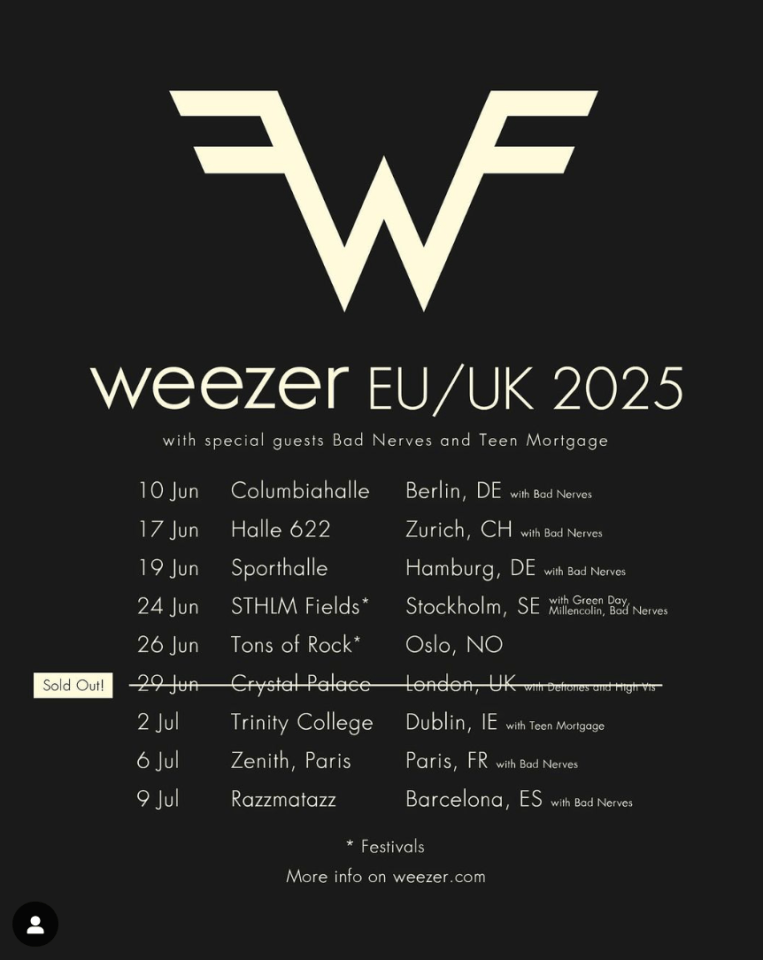 Weezer объявили даты тура на 2025 год